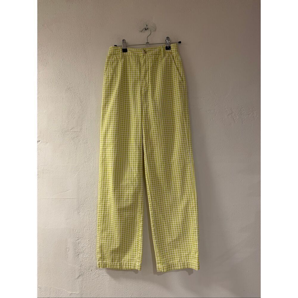 Aritzia Sunday Best Jaden Pant in Neon Green White Gingham Size 00